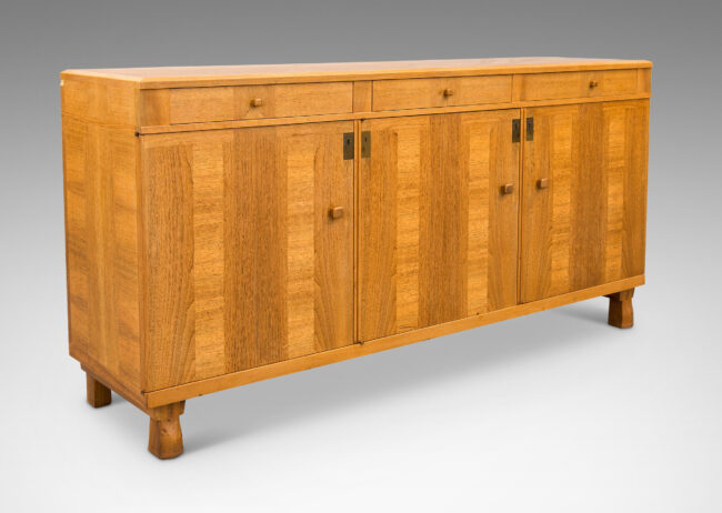 Gallery BAC three drawers over three doors, with organically modeled feet and square pulls