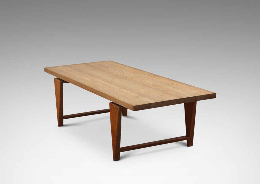 Gallery BAC floating rectangular top with inverted triangle legs; solid oak