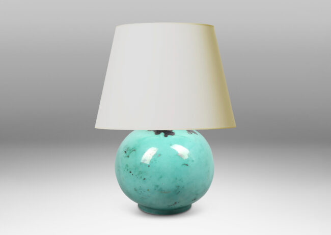 Gallery BAC globe form, glazed in cerulean with hints of gray luster