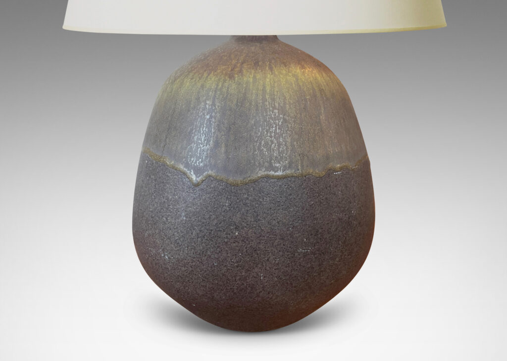 Gallery BAC organically modeled form in matte brown with a flowing eggshell finish brown-gold glaze