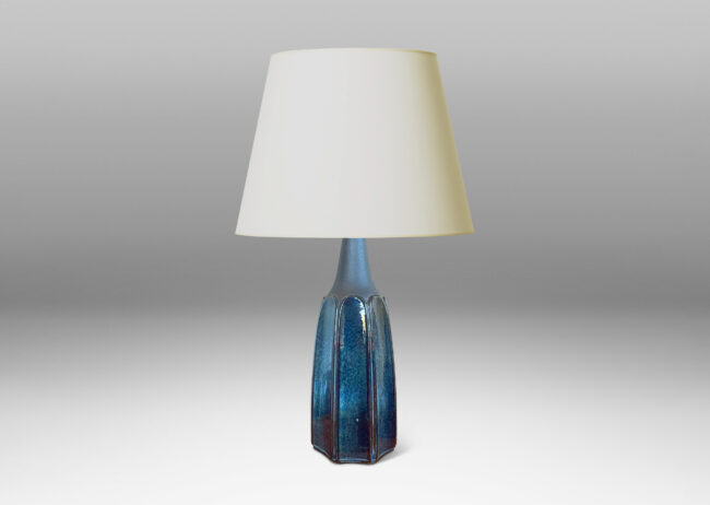 Gallery BAC organically modeled eight-sided form in luster blue and matte brown glazes