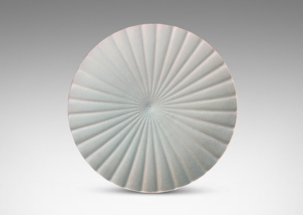 Gallery BAC low profile sculpted with radial scallops, glazed in a subtle pale celadon