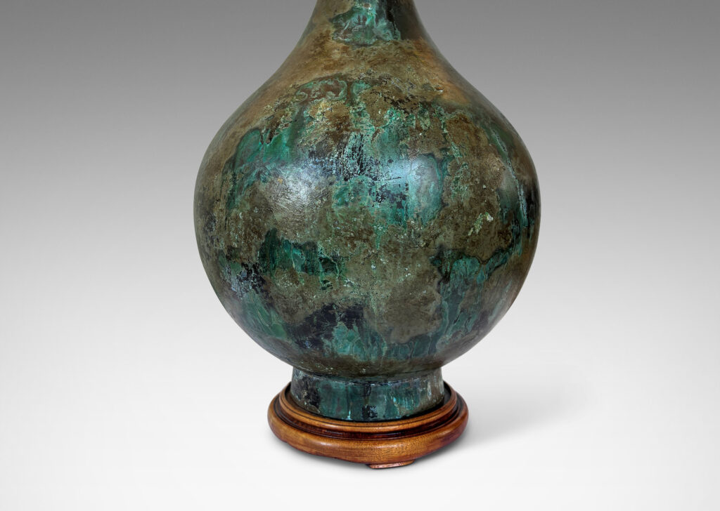 Gallery BAC swelling form with verdigris evoking glazing in green tones