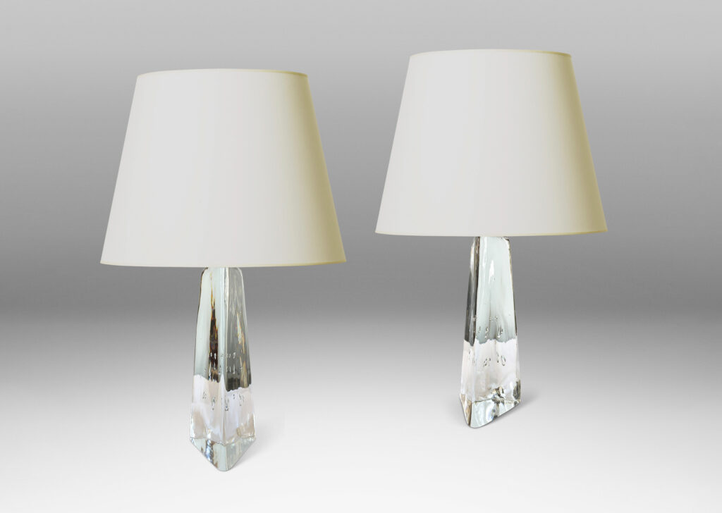 Gallery BAC tall triangular pyramid forms in hand-formed glass