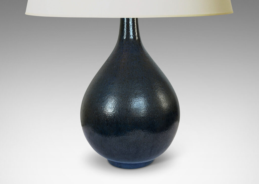 Gallery BAC drop form in gray-blue glaze; earthenware