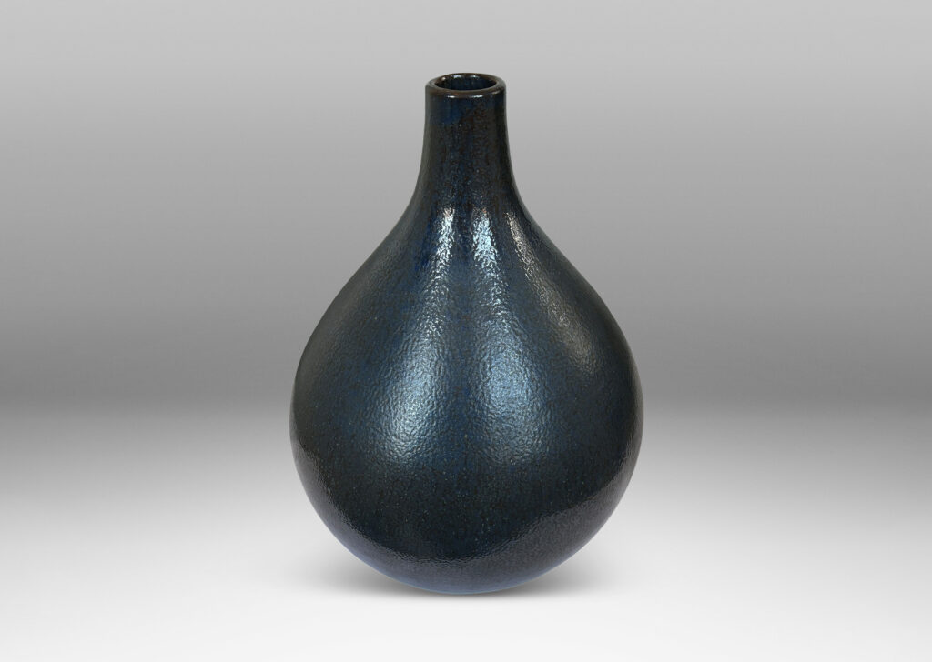 Gallery BAC drop form in gray-blue glaze; earthenware