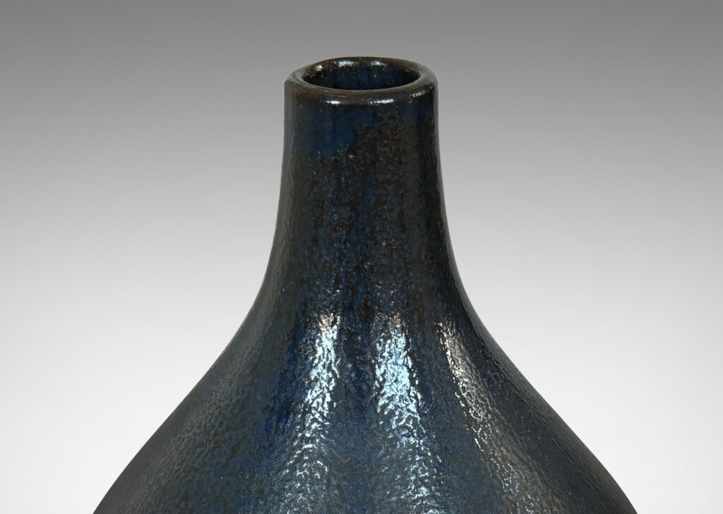 Gallery BAC drop form in gray-blue glaze; earthenware