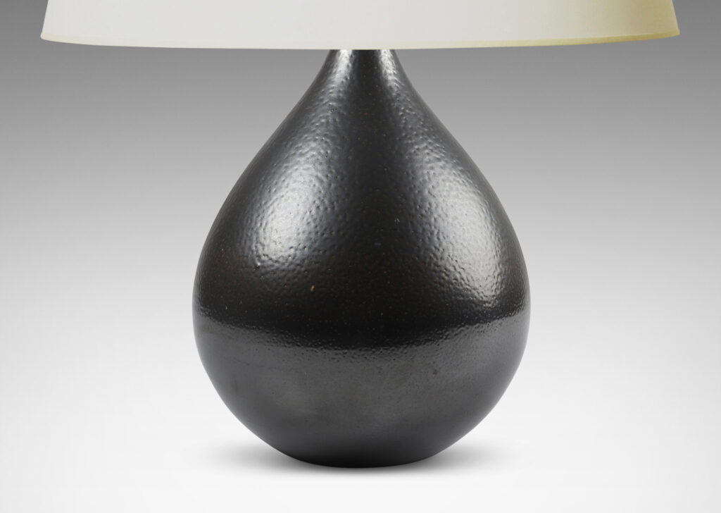 Gallery BAC drop form glazed in an orange peel finish dark brown glaze