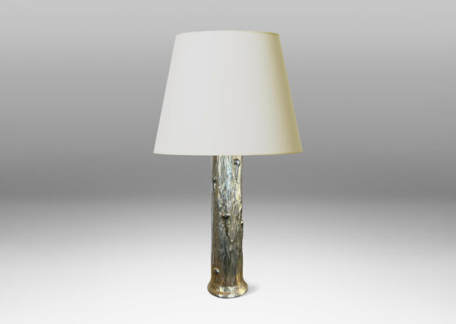 Gallery BAC columnar form with flared top and base, featuring a hand-hammered repoussé organically modeled texture; brass