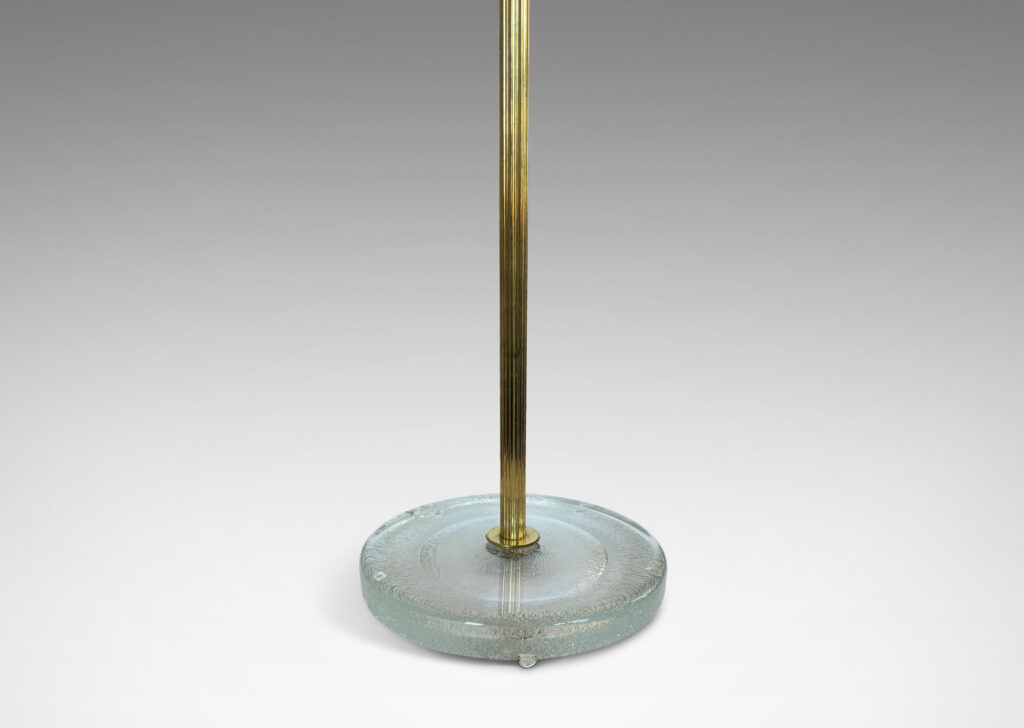 Gallery BAC slender reeded stands and textured disk bases; brass and glass