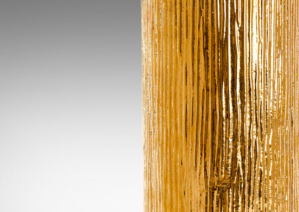 Gallery BAC tree-like organic texture with gold finish; mold-blown glass
