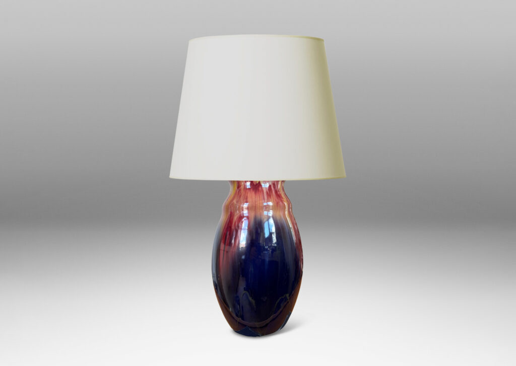 Gallery BAC undulating silhouette, glazed in flowing burgundy, apricot and purple