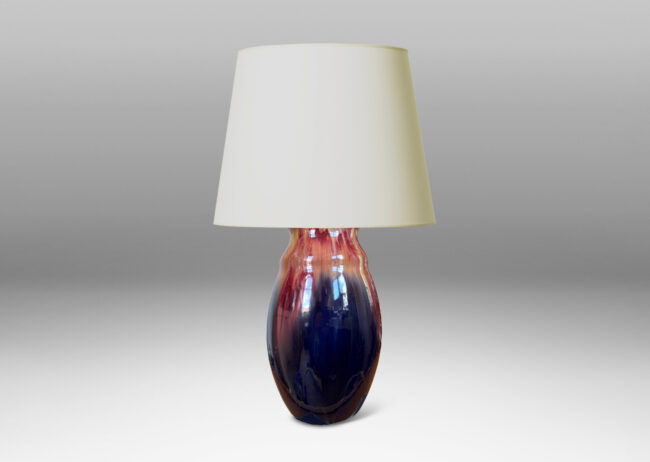 Gallery BAC undulating silhouette, glazed in flowing burgundy, apricot and purple
