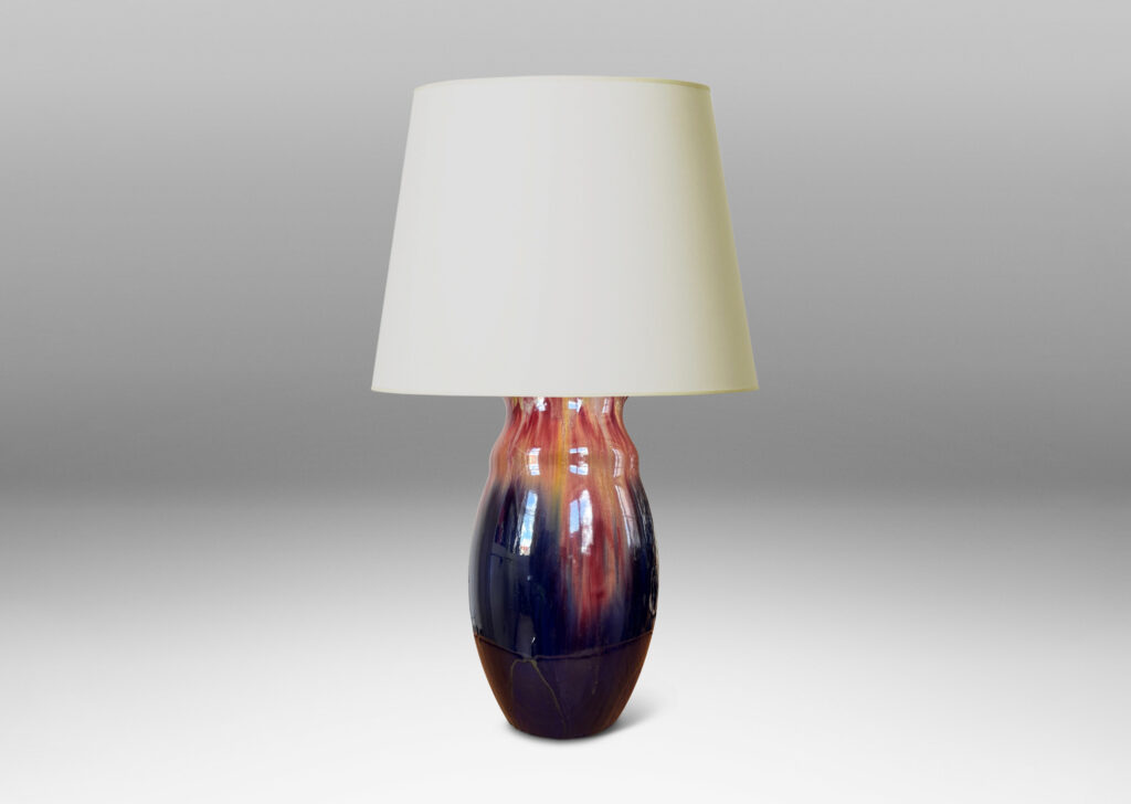 Gallery BAC undulating silhouette, glazed in flowing burgundy, apricot and purple