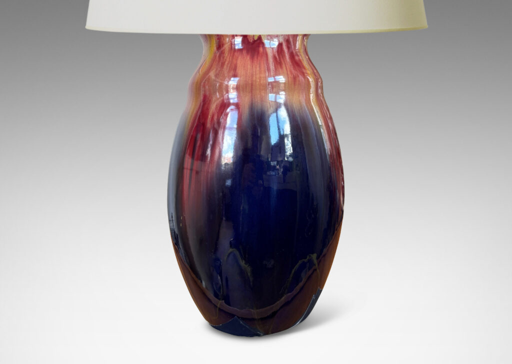 Gallery BAC undulating silhouette, glazed in flowing burgundy, apricot and purple