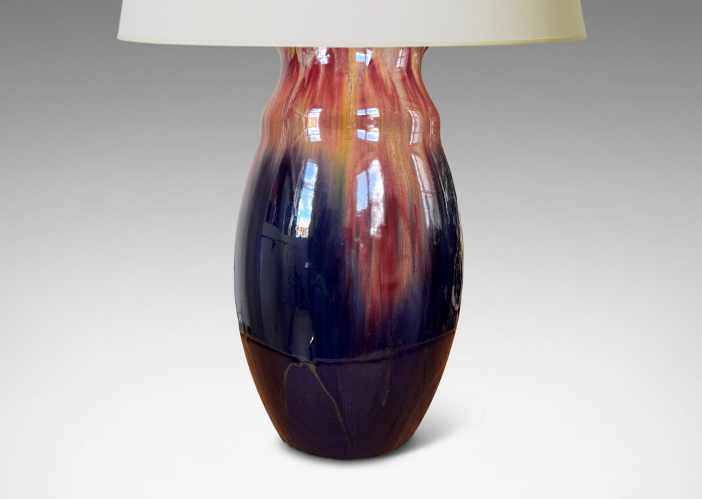 Gallery BAC undulating silhouette, glazed in flowing burgundy, apricot and purple