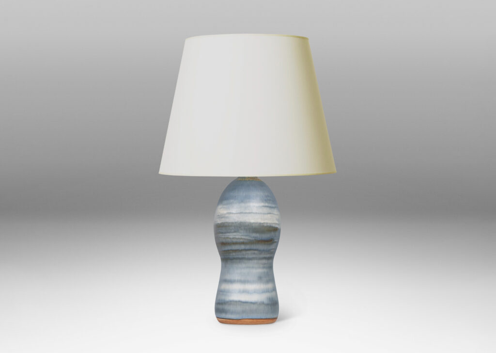 Gallery BAC swelling torpedo-like form glazed in marvelous watery bands of tonal gray-blues
