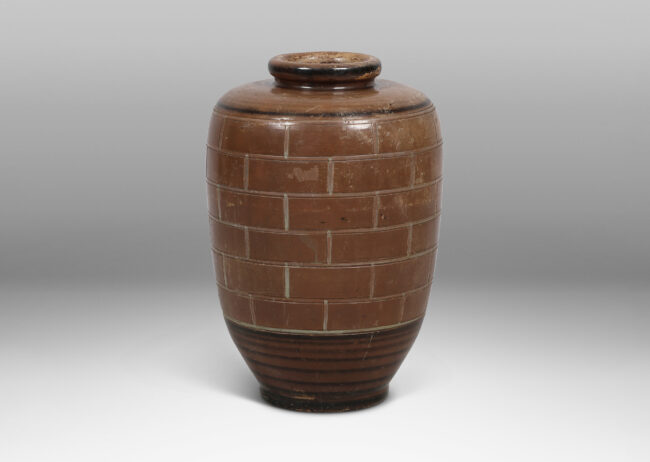 Gallery BAC rusticated running bond reliefs, with matte glazing in buff, brown and black