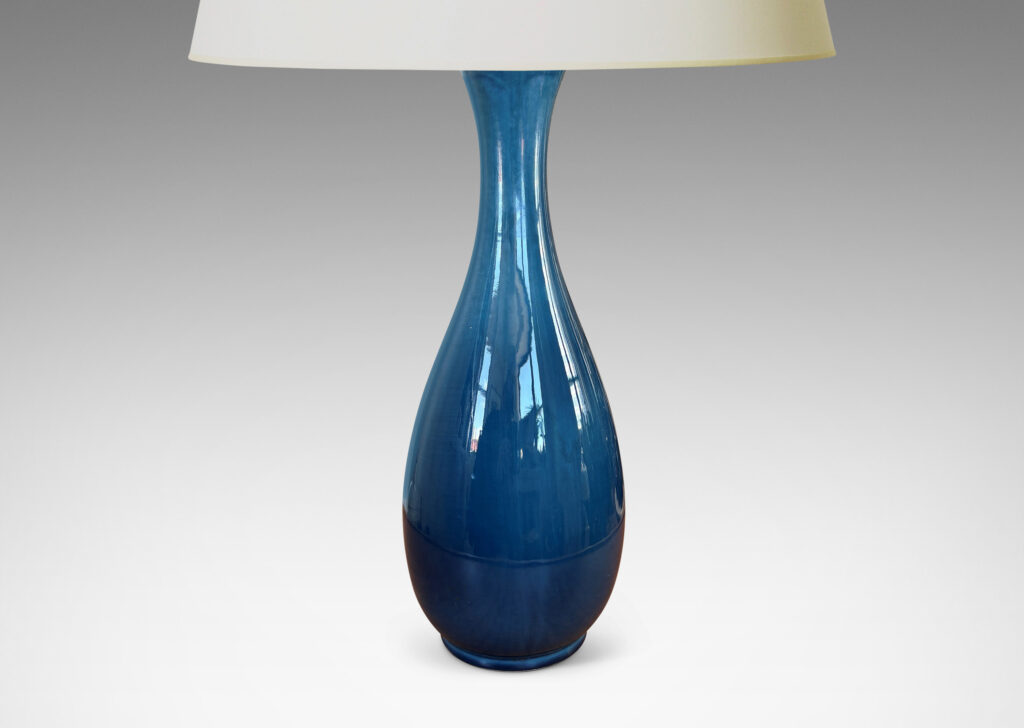 Gallery BAC slim sinuously modeled form glazed in a shiny savoy blue