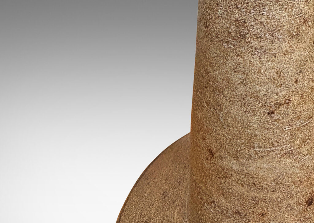 Gallery BAC low rum form with tall conical neck, glazed in brown and a greenish raw umber