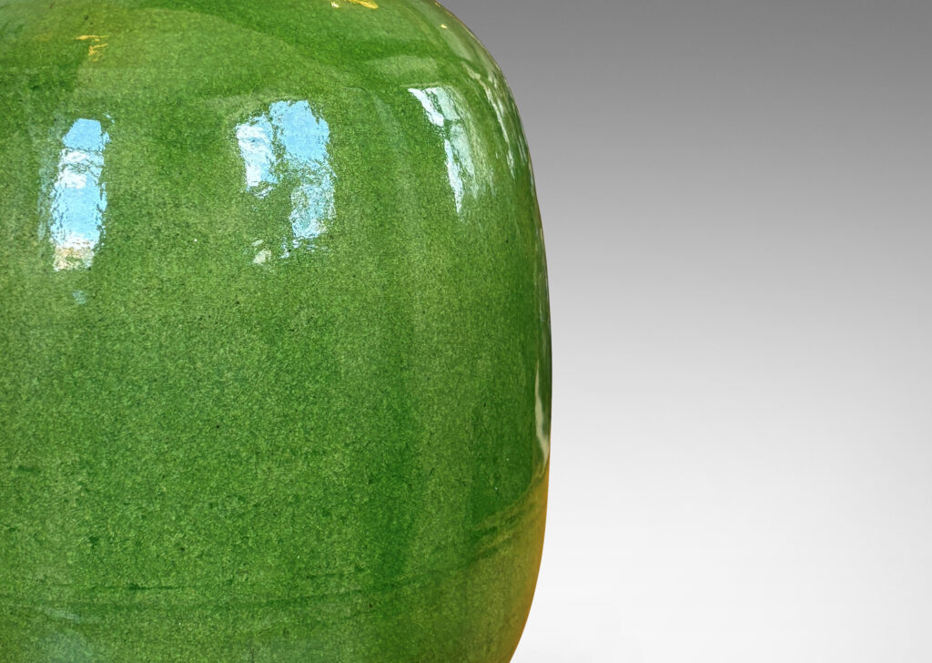 Gallery BAC wide ovoid form glazed in a shiny saturated Kelley green
