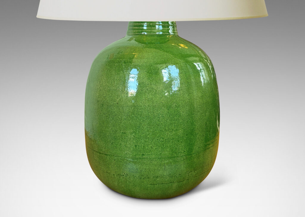 Gallery BAC wide ovoid form glazed in a shiny saturated Kelley green