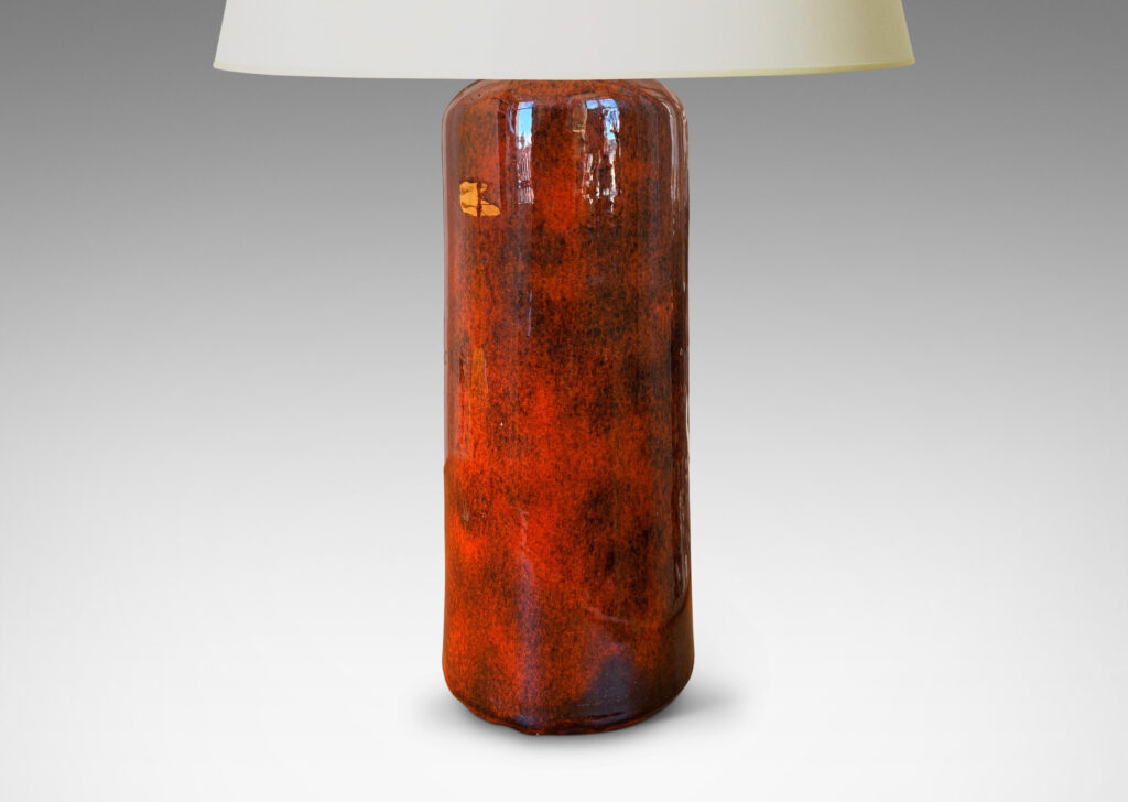 Gallery BAC tall clylindrica bottle form in a rich orange-brown glaze with matte