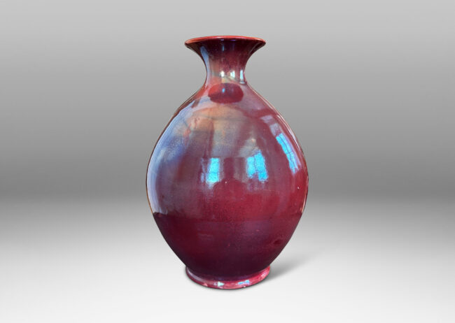 Gallery BAC ovoid form with outstretched mouth, glazed in the pottery’s famous red luster