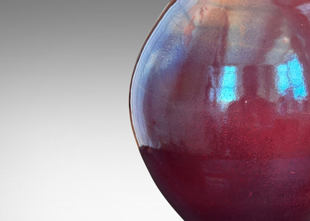 Gallery BAC ovoid form with outstretched mouth, glazed in the pottery’s famous red luster