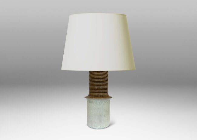 Gallery BAC iered form with ridged upper section, glazed in dappled brown and pale gray