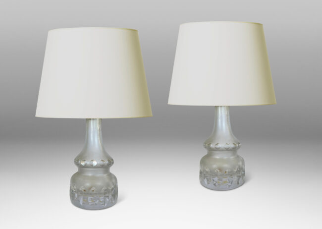 Gallery BAC tiered pawn forms with sand-blasted finish, ornamented with cut leaf-shaped facets