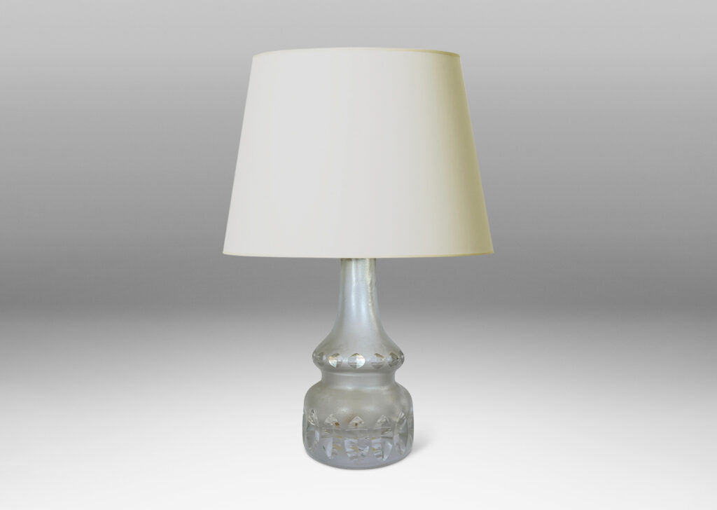 Gallery BAC tiered pawn forms with sand-blasted finish, ornamented with cut leaf-shaped facets