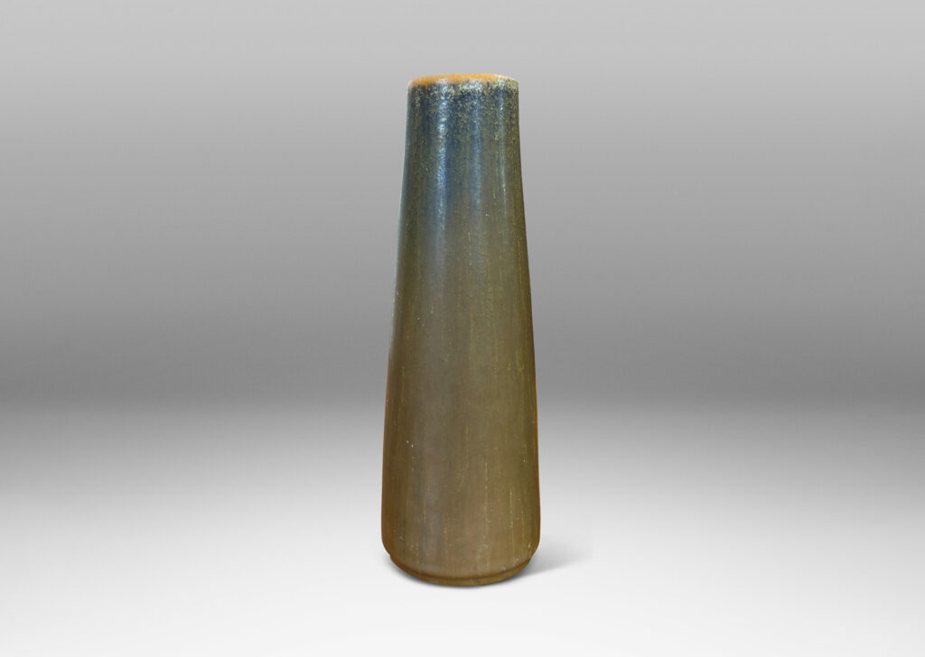 Gallery BAC tapered cylindrical forms in a mottled green-tan glazed