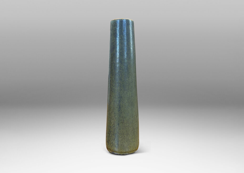 Gallery BAC tapered cylindrical forms in a mottled green-tan glazed