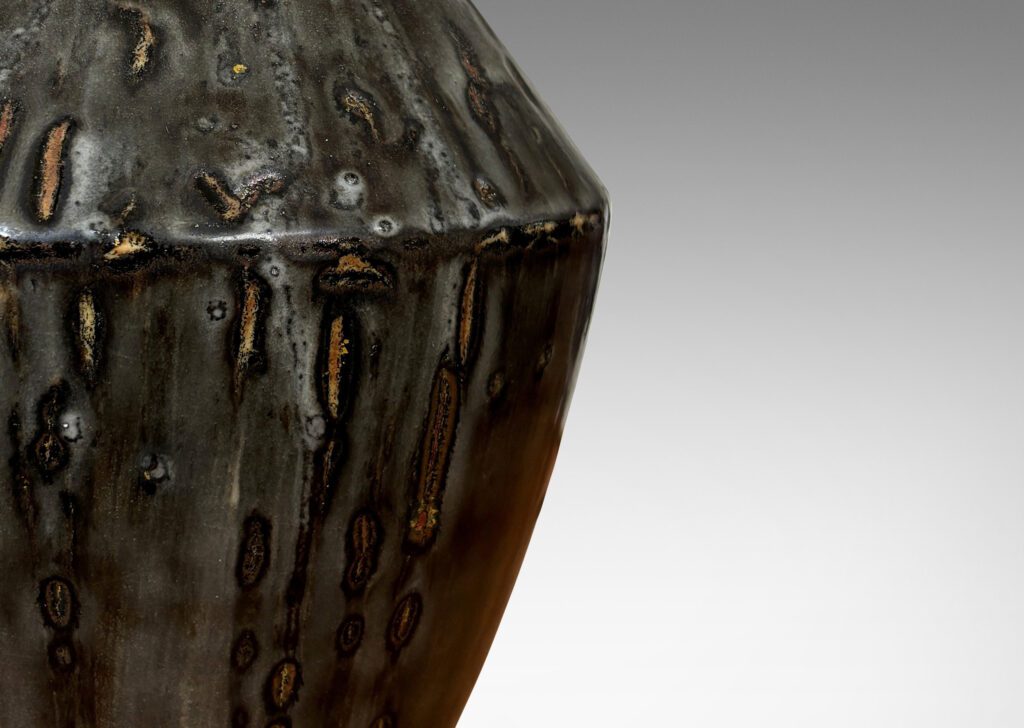 Gallery BAC angled tapered form glazed in a flowing black