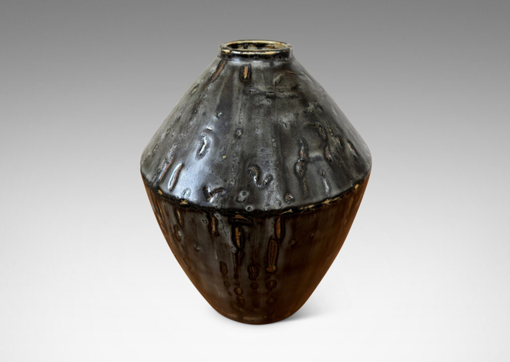Gallery BAC angled tapered form glazed in a flowing black