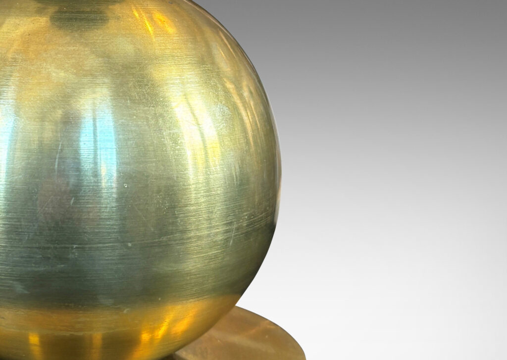Gallery BAC spherical form with hefty disk base and neck with flange top, and an original harp