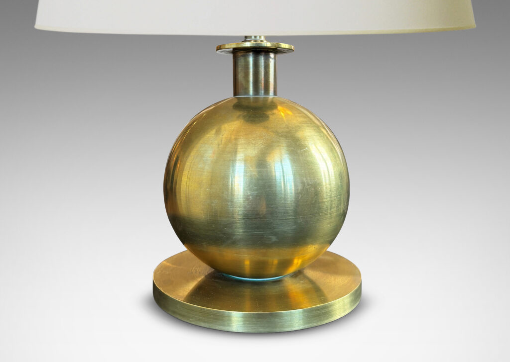 Gallery BAC spherical form with hefty disk base and neck with flange top, and an original harp