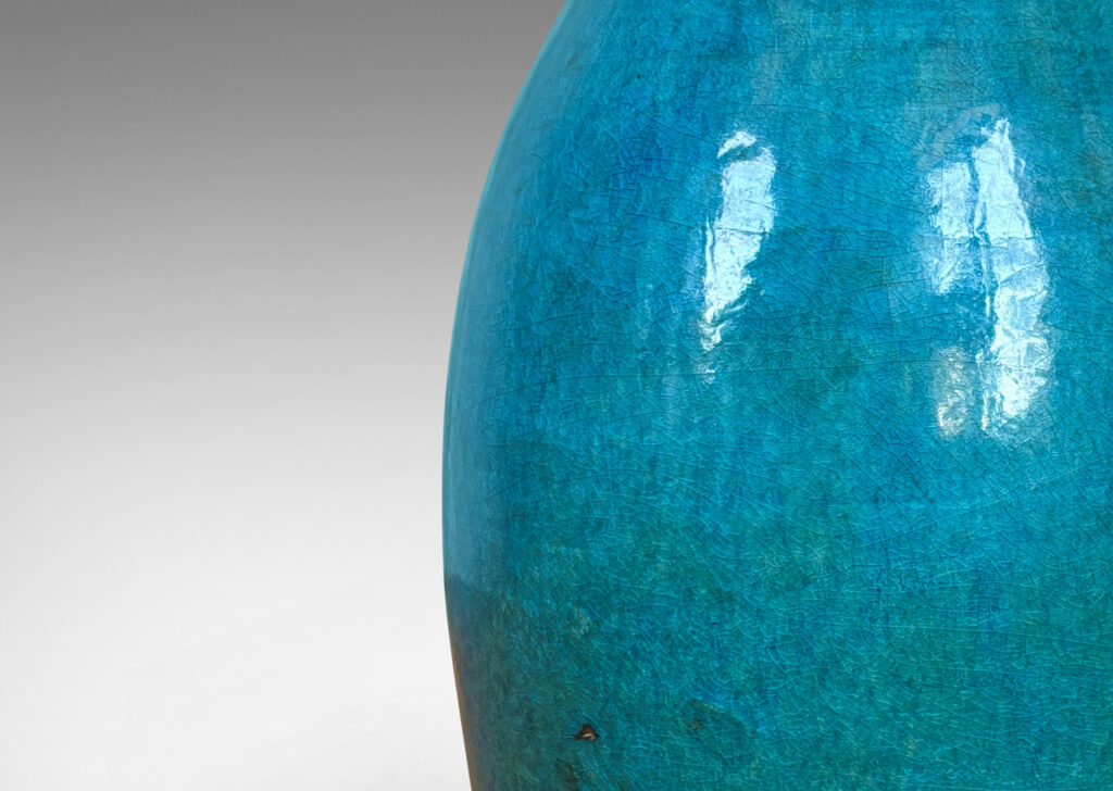 Gallery BAC horn-like conical form glazed in a saturated turquoise tone