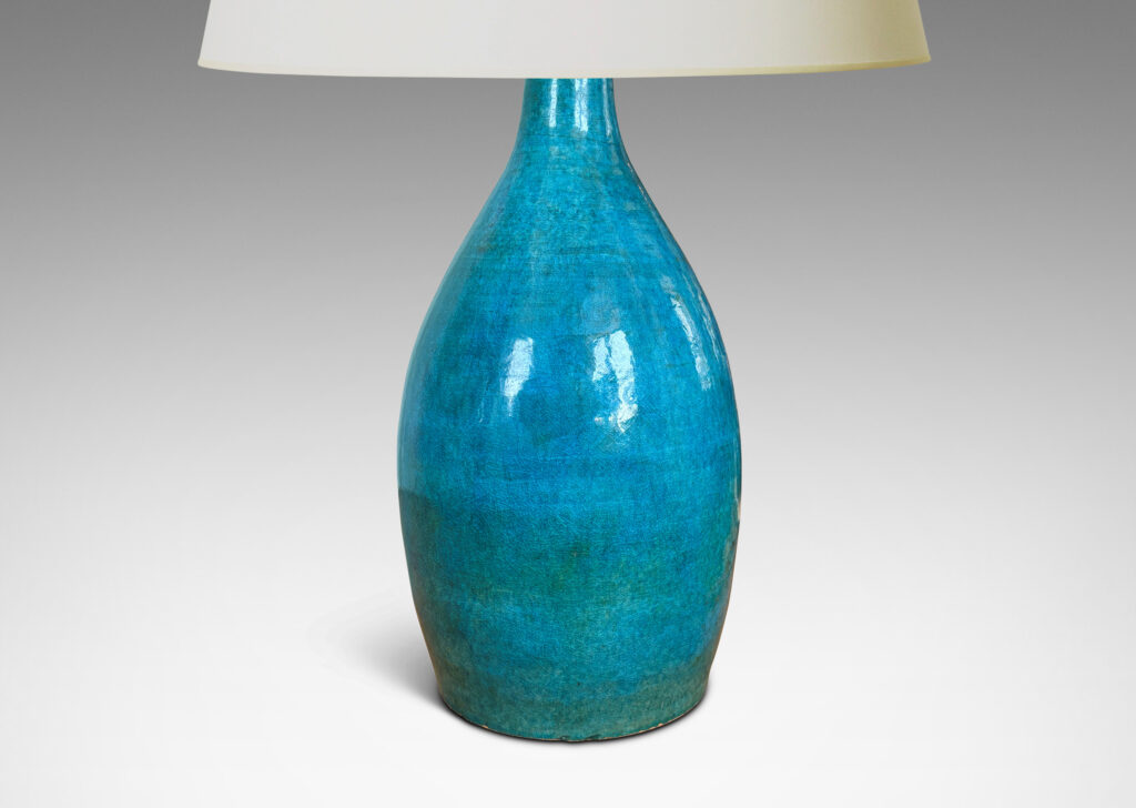 Gallery BAC horn-like conical form glazed in a saturated turquoise tone