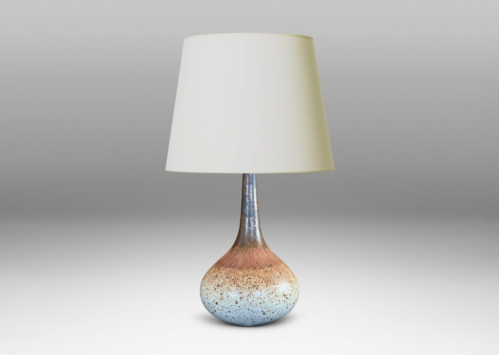Gallery BAC graded glazing in bronze luster-brown, matte reddish brown, and then ivory with dark brown dappling