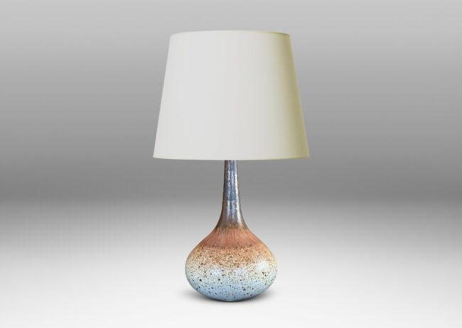 Gallery BAC graded glazing in bronze luster-brown, matte reddish brown, and then ivory with dark brown dappling