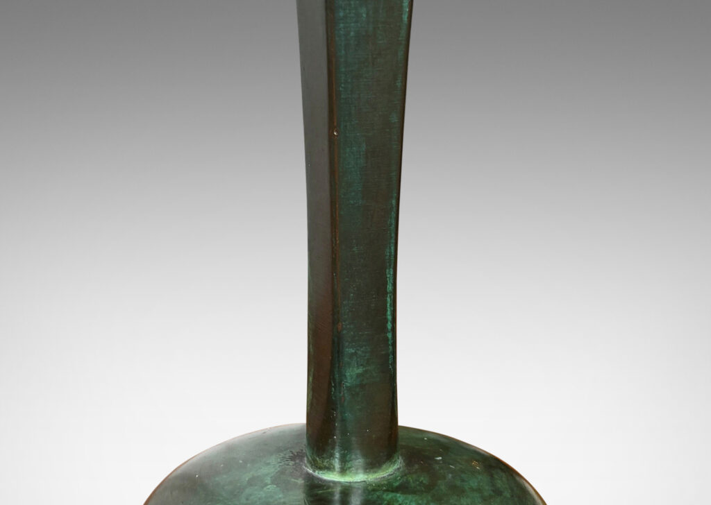 Gallery BAC sinuously modeled form on a square base; polished bronze