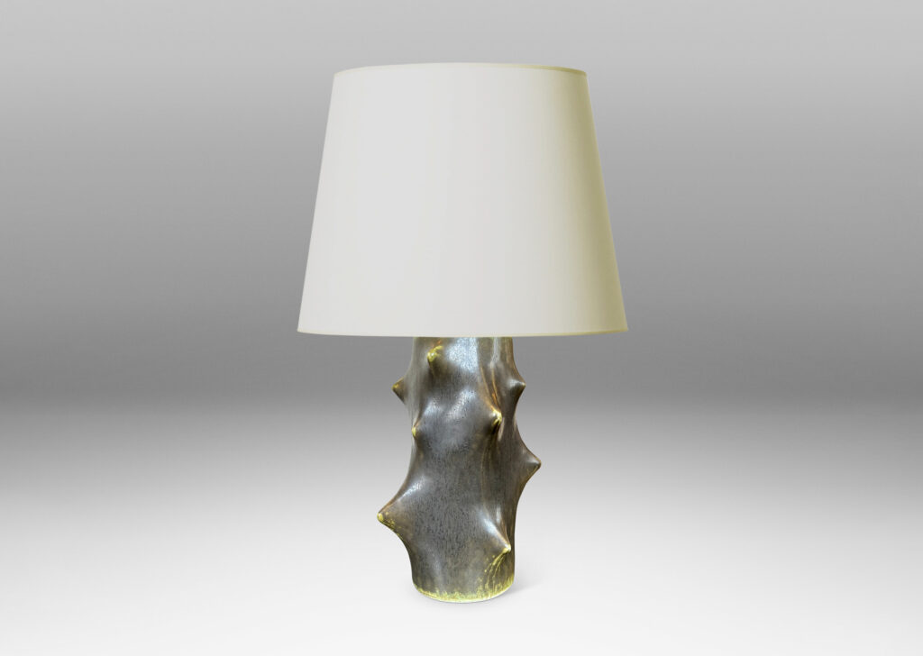 Gallery BAC cylindrical form with high relief “thorn” projections, glazed in a dark jungle green