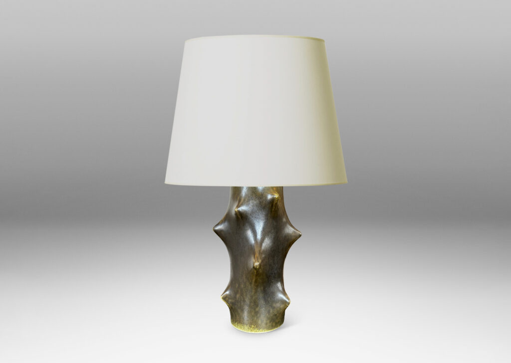 Gallery BAC cylindrical form with high relief “thorn” projections, glazed in a dark jungle green