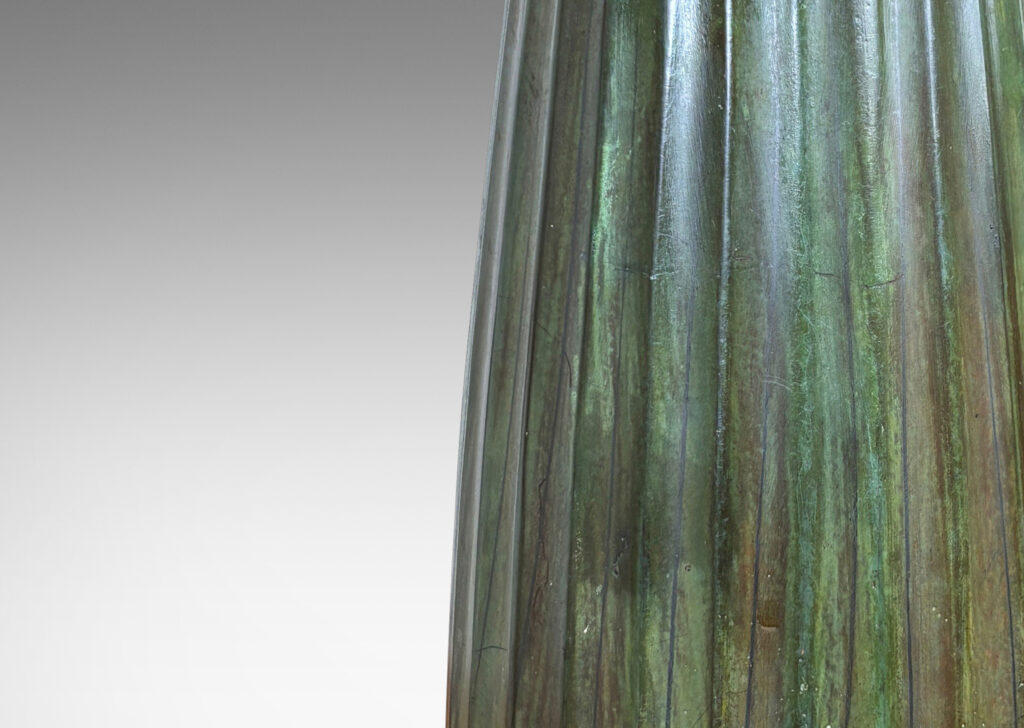 Gallery BAC Swelling fluted form topped with a floating fluted fob, finished with a fantastic original verdigris patination