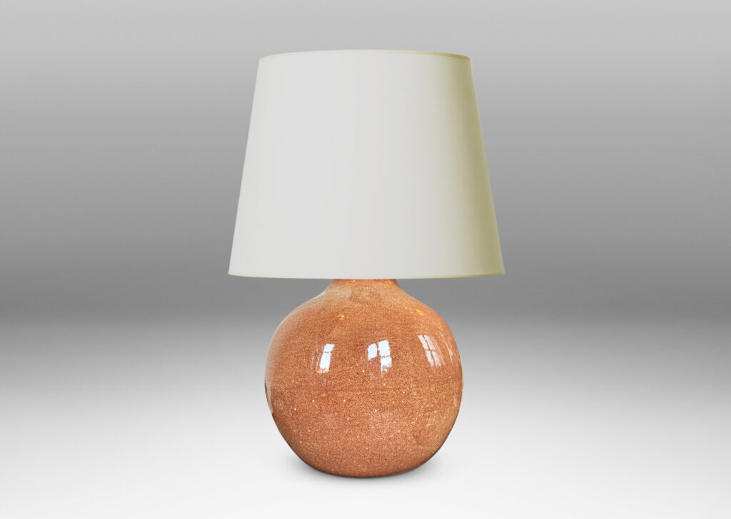 Gallery BAC globe form glazed in a stippled cinnamon over tan