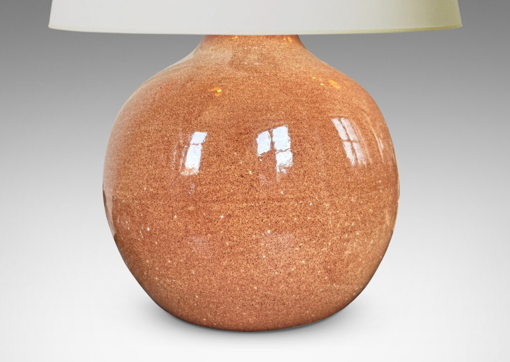 Gallery BAC globe form glazed in a stippled cinnamon over tan