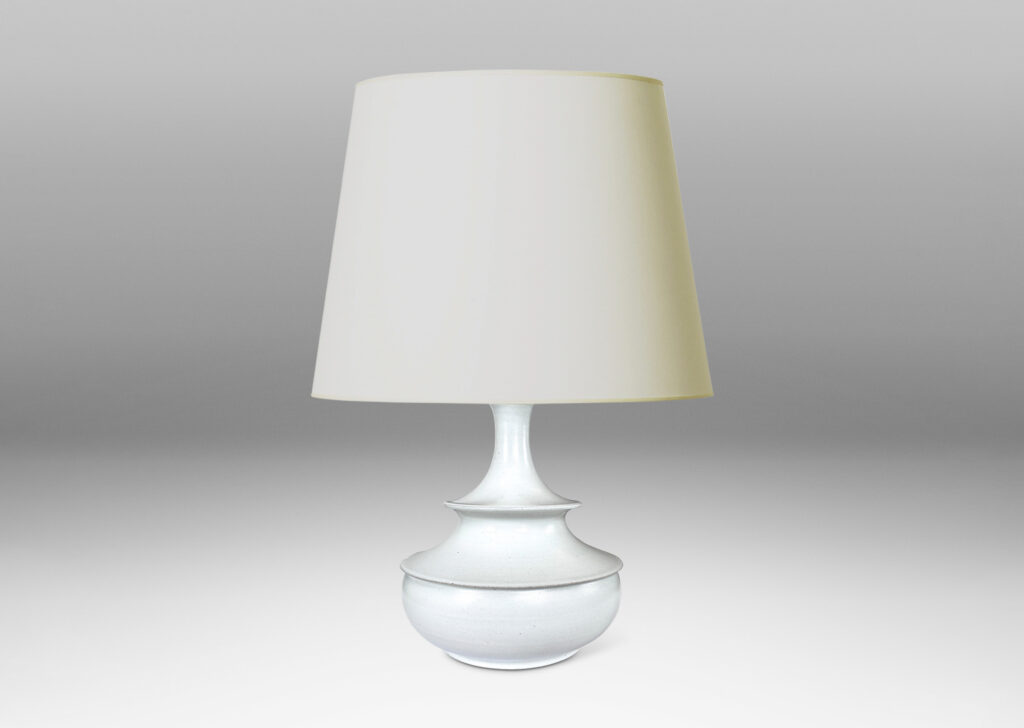 Gallery BAC wide, tiered, decanter-like form with sprouting neck, glazed in a satiny off-white