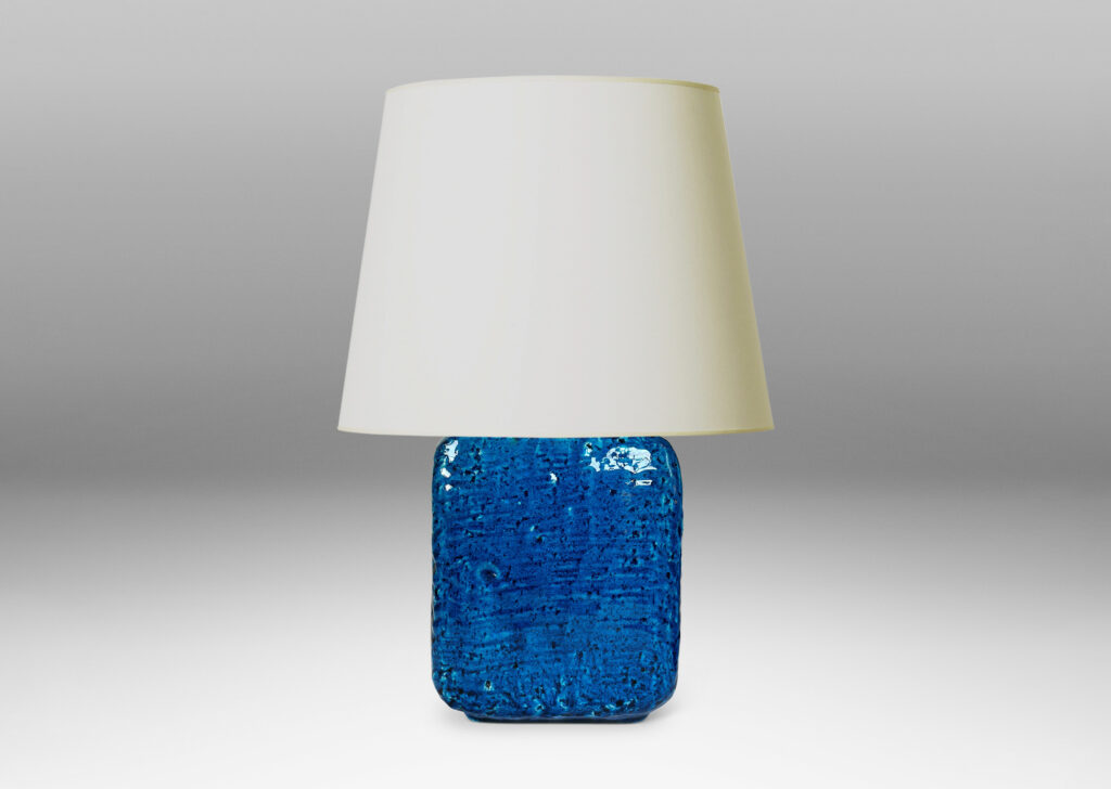 Gallery BAC textured cubic bases with rounded edges, glazed in a saturated azure blue